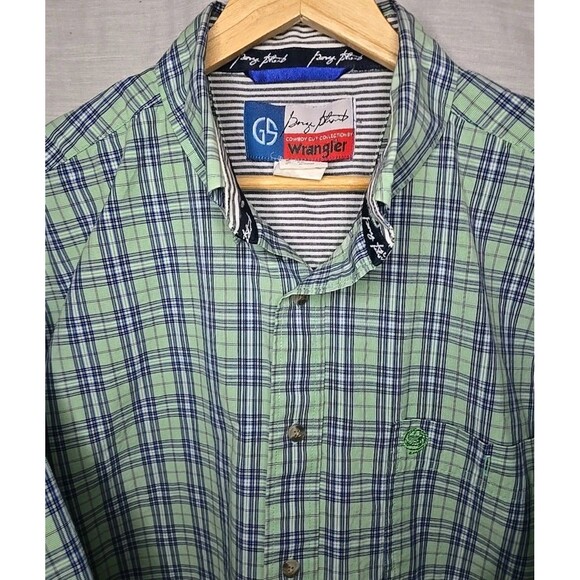 Wrangler George Strait Short Sleeve Button Shirt, Sz XL, Plaid Green/Blue - Picture 4 of 7